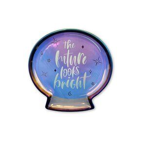 THE FUTURE LOOKS BRIGHT Metallic Crystal Ball Ceramic Jewelery Trinket Dish New